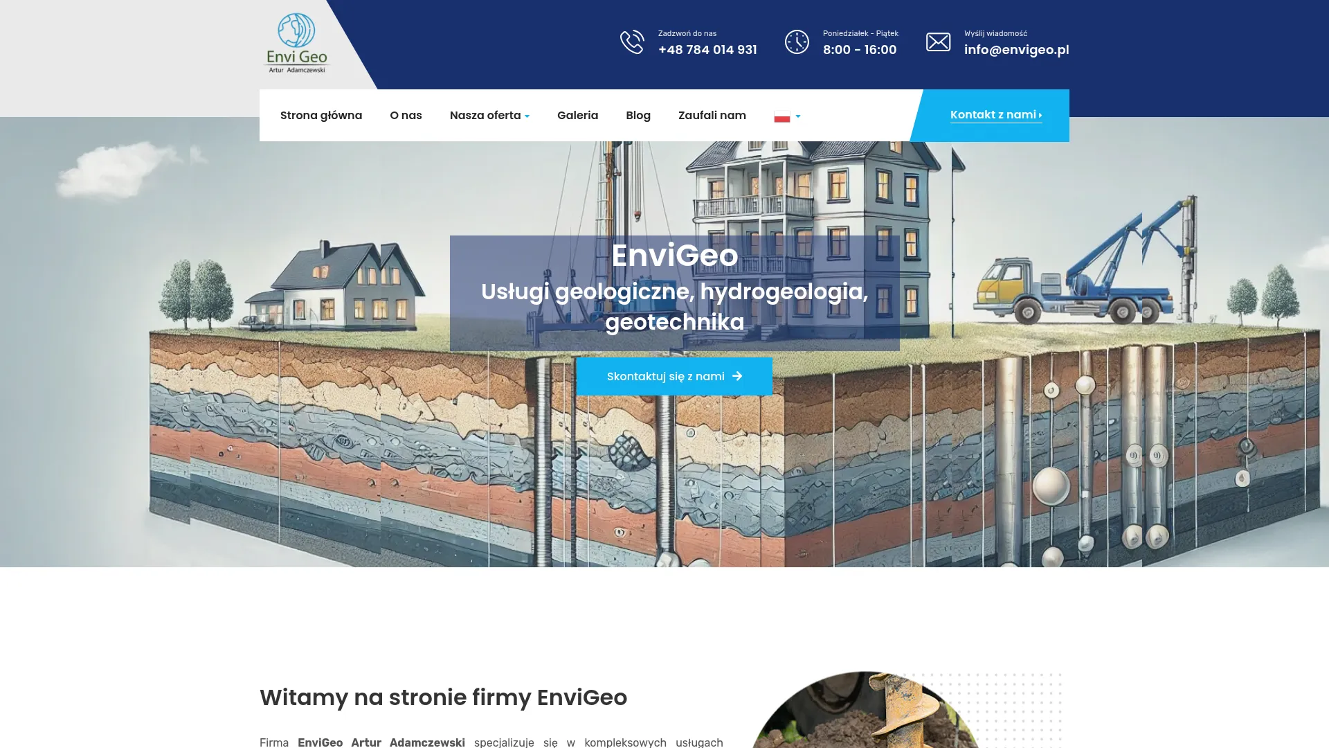 Zrzut ekranu strony firmy