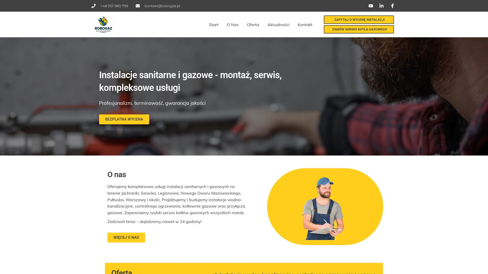 Zrzut ekranu strony firmy