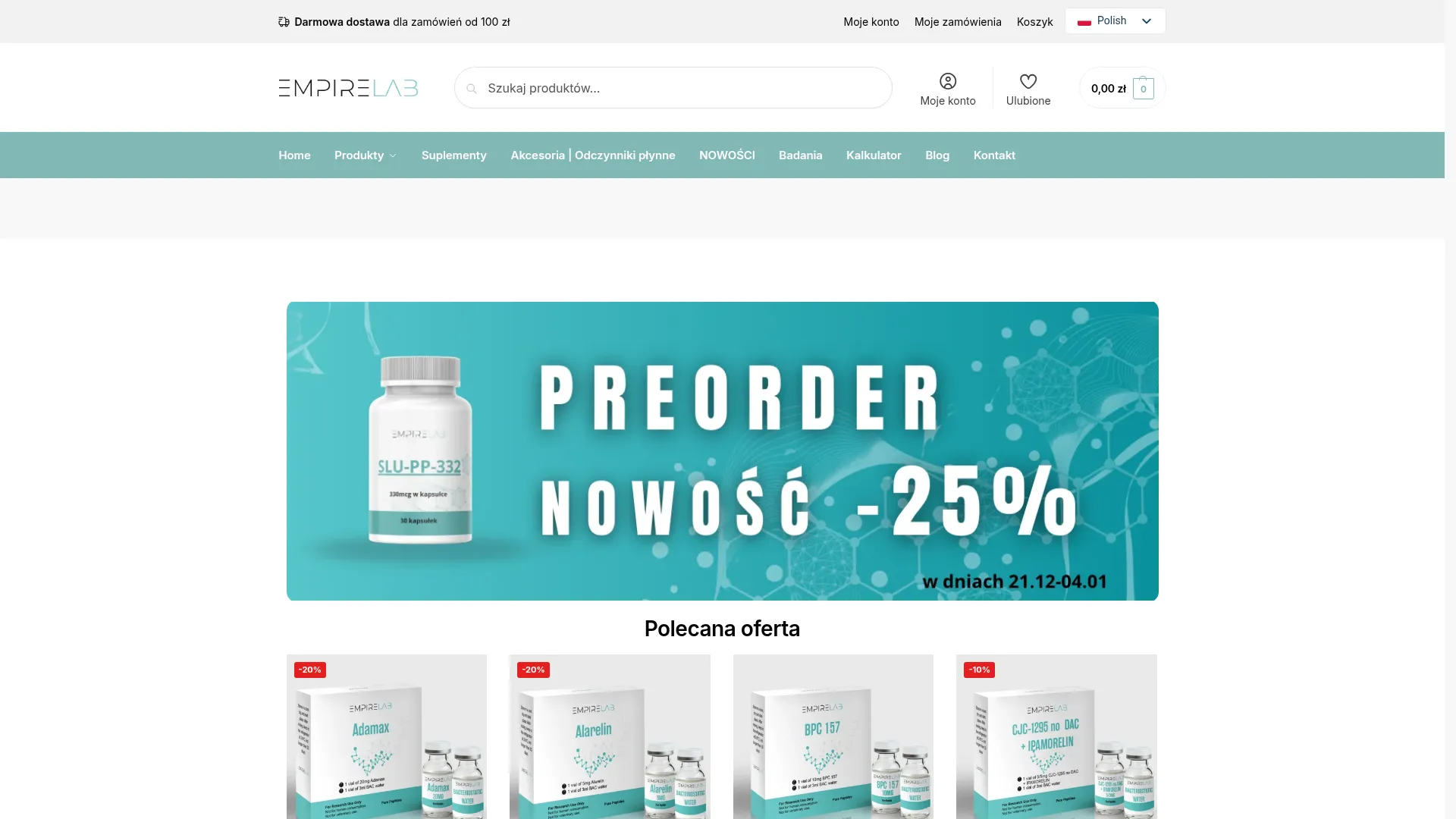 Zrzut ekranu strony firmy