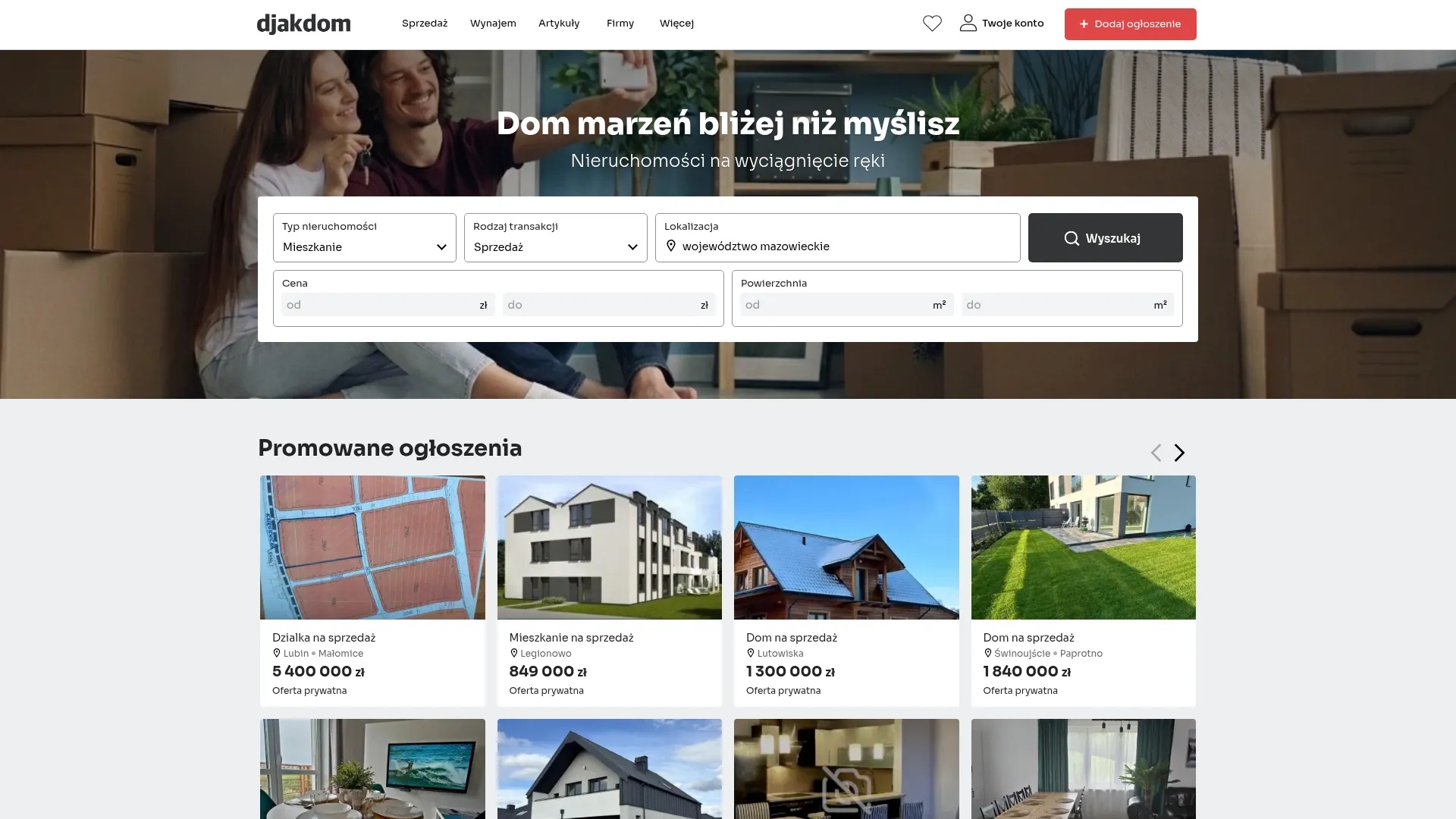 Zrzut ekranu strony firmy